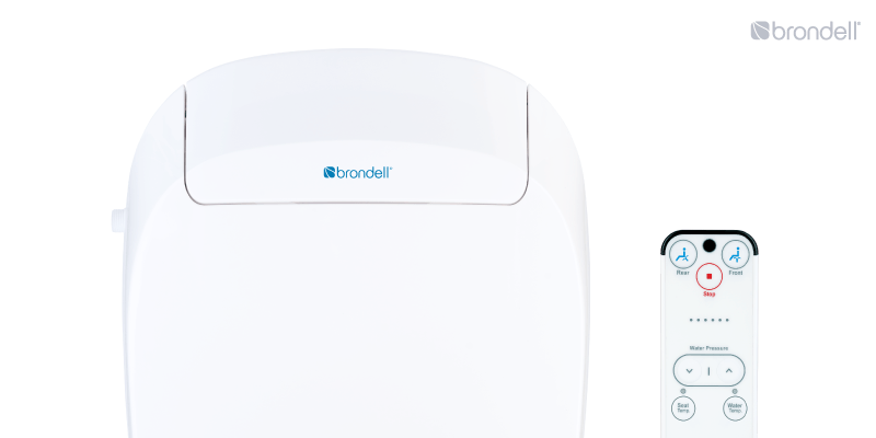 Brondell S300 bidet toilet seat with remote on the right