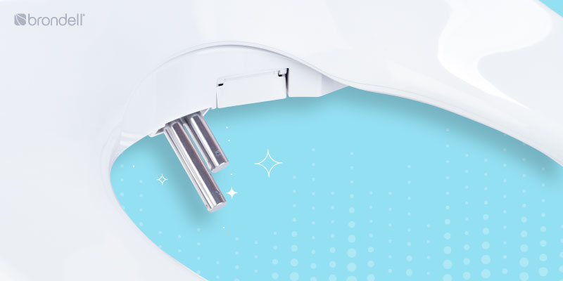 Closeup of how to clean the bidet nozzle
