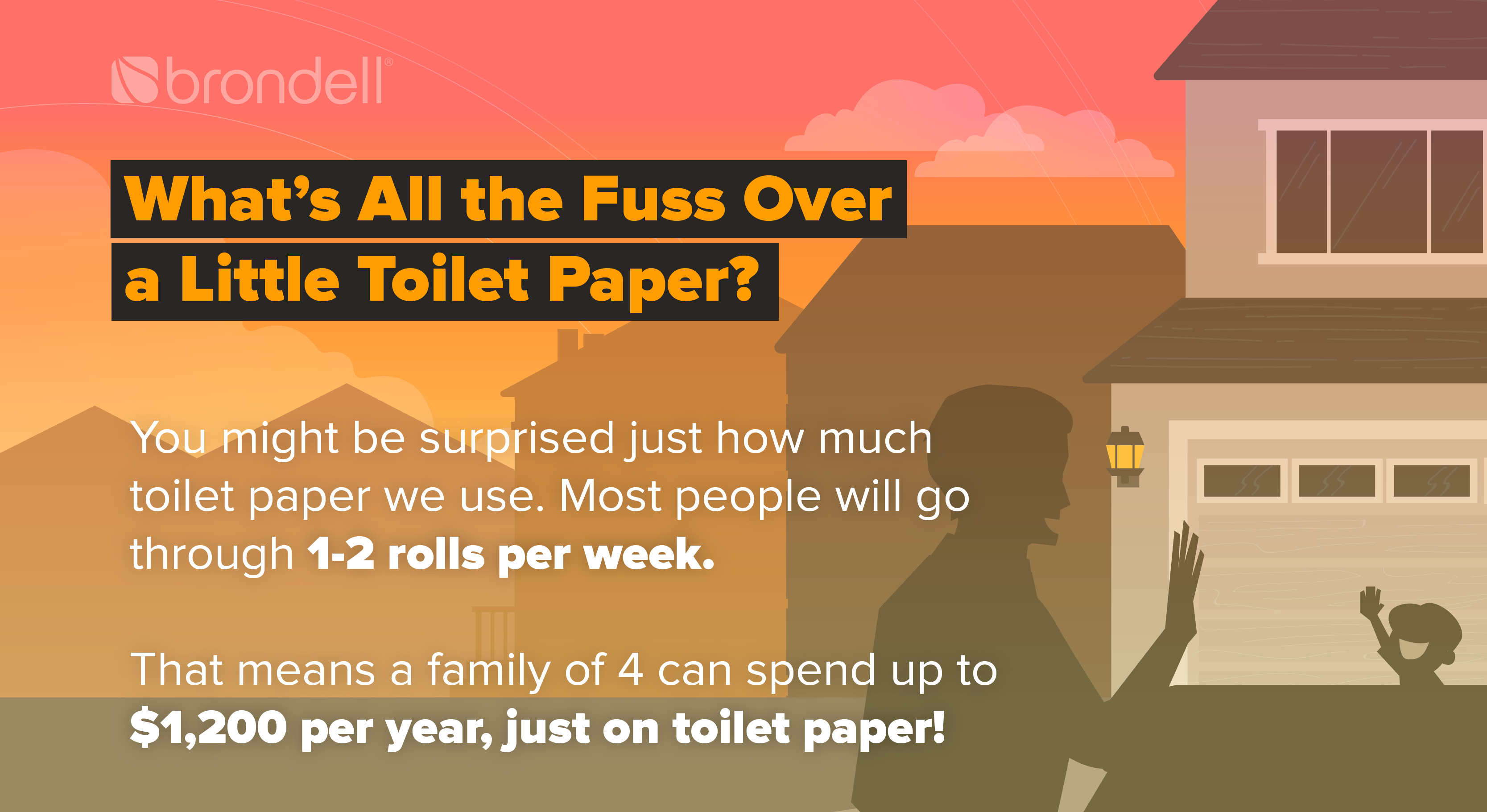 Infographic of the number of toilet paper rolls people go through per week and how much they spend on toilet paper